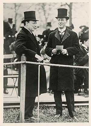 An original press photograph of then-First Lord of the Admiralty Winston Churchill and his friend...