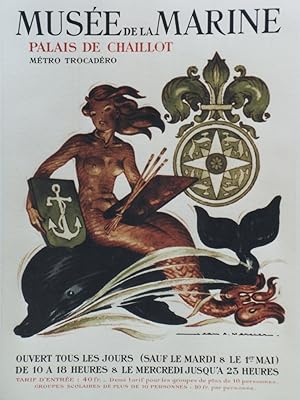 "MUSÉE DE LA MARINE" Affiche originale entoilée années 50 (Jean A. MERCIER)