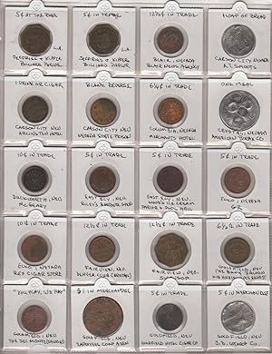 WESTERN TRADE TOKEN COLLECTION WITH ADDITIONAL EXONUMIA. . . . Good for a loaf of bread, a game o...