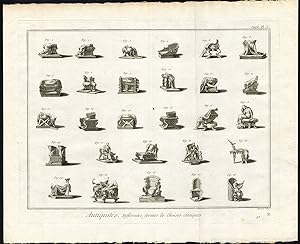 Antique Print-ANTIQUITIES-ANTIQUE CHAIRS-DESIGN-FURNITURE-Diderot-Benard-1751