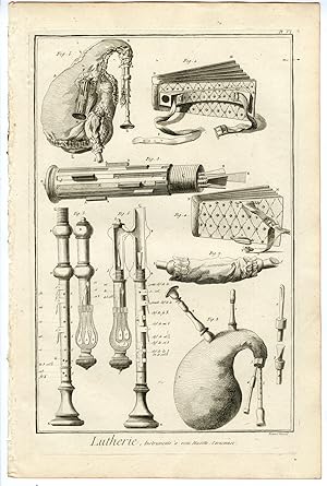 Antique Print-LUTHIER-LUTHERIE-INSTRUMENTS-MUSIC-BAGPIPE-Diderot-1751