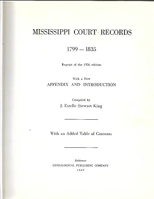 Image du vendeur pour Mississippi Court Records 1799-1835 mis en vente par K. L. Givens Books