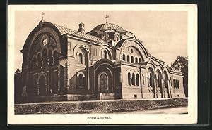 Ansichtskarte Brest-Litowsk, Vor der orthodoxen Kirche