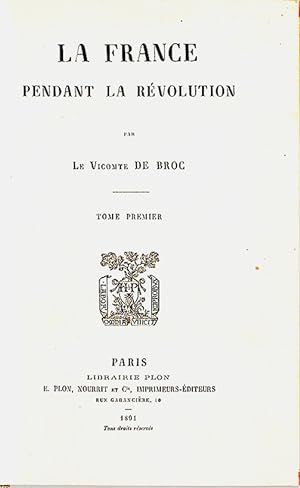 Seller image for La France pendant la rvolution. 2 vol. for sale by Librairie Lettres Slaves - Francis
