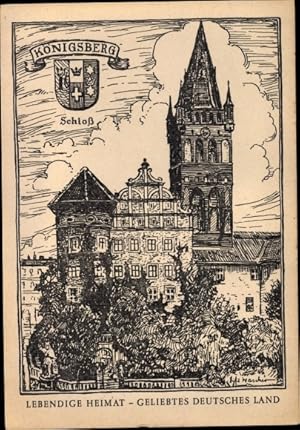Wappen Künstler Ansichtskarte / Postkarte Kaliningrad Königsberg Ostpreußen, Schloss