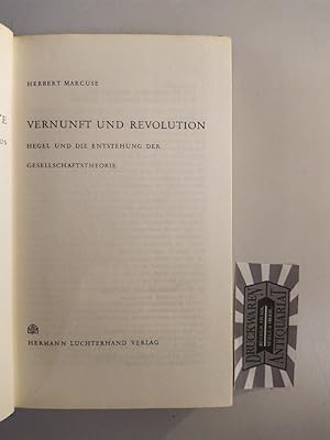 Bild des Verkufers fr Vernunft und Revolution. Hegel und die Entstehung der Gesellschaftstheorie. (Soziologische Texte. Band 13). zum Verkauf von Druckwaren Antiquariat
