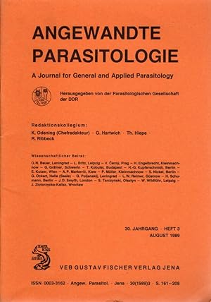 Angewandte Parasitologie : A Journal für General and Applied Parasitology, 30. Jg. Heft 3 August ...