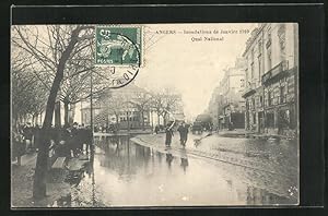 Ansichtskarte Angers, Inondations 1910, Quai National, Hochwasser