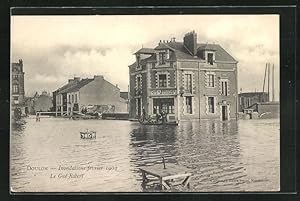 Ansichtskarte Doulon, Inondations 1904, Carrefour du Gué-Robert, Hochwasser