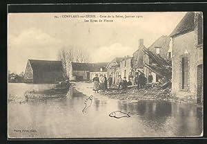 Ansichtskarte Conflans-sur-Seine, Crue de la Seine 1910, Les Rives du Fleuve, Hochwasser