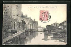 Ansichtskarte Angers, Quai du Roi de Pologne pendant l`inondation 1904, Hochwasser