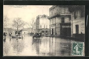 Ansichtskarte Angers, Inondations 1910, Place Molière, Hochwasser