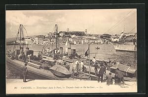 Carte postale Cannes, Torpilleurs dans le Port, Kriegsschiffe im le port