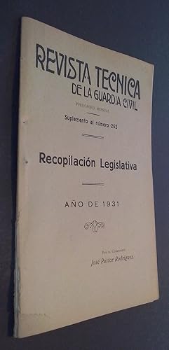 Imagen del vendedor de Revista Tcnica de la Guardia Civil. Suplemento al N 262. Recopilacin legislativa. Ao de 1931 a la venta por Librera La Candela