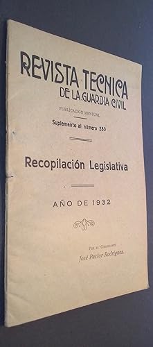 Imagen del vendedor de Revista Tcnica de la Guardia Civil. Suplemento al N 280. Recopilacin legislativa. Ao de 1932 a la venta por Librera La Candela