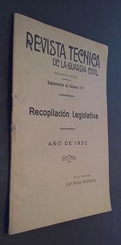 Imagen del vendedor de Revista Tcnica de la Guardia Civil. Suplemento al N 277. Recopilacin legislativa. Ao de 1932 a la venta por Librera La Candela