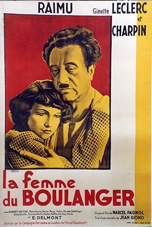 "LA FEMME DU BOULANGER" / Affiche ressortie originale entoilée / Film de Marcel PAGNOL de 1938,ti...