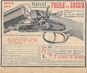 Seller image for Perfect fucile da caccia. Soc. An. des Fabriques d'Armes de Liege. Advertising 1912 for sale by libreria biblos