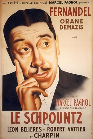 "LE SCHPOUNTZ" Affiche resssortie originale entoilée / Film de Marcel PAGNOL de 1938, avec FERNAN...