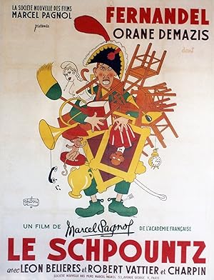 "LE SCHPOUNTZ" Affiche ressortie originale entoilée / Film de Marcel PAGNOL de 1938, avec FERNAND...