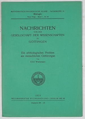 Seller image for Ein erbbiologisches Problem am menschlichen Gehrorgan. for sale by Antiq. F.-D. Shn - Medicusbooks.Com