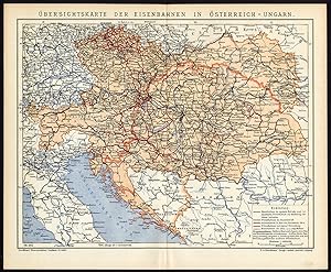 Antique Map-AUSTRIA-HUNGARY-RAILWAYS-Meyers-1895