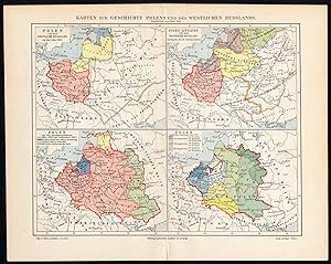 Antique Map-POLAND-WESTERN RUSSIA-HISTORY-Meyers-1902