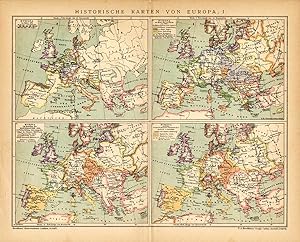 Antique Map-EUROPE-HISTORY-Meyers-1895