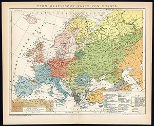Antique Map-EUROPE-ETHNOGAPHY-RACES-Brockhaus-1893