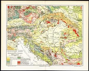 Antique Map-AUSTRIA-HUNGARY-GEOLOGY-Meyers-1895