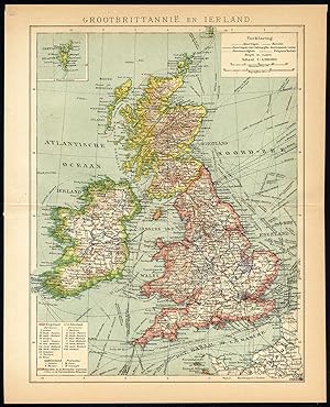 Antique Map-GREAT BRITAIN-IRELAND-ENGLAND-Oosthoek-1916