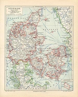 Antique Map-SCANDINAVIA-DENMARK-Meyers-1895