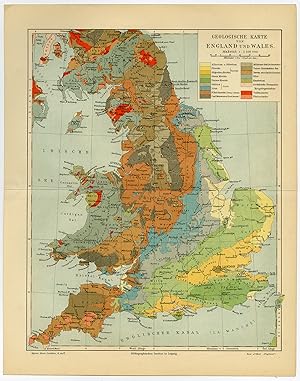 Antique Map-GEOLOGY-ENGLAND-WALES-Meyers-1902