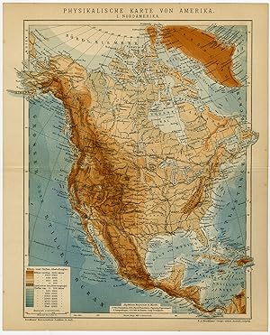 Antique Map-NORTH AMERICA-USA-CANADA-MEXICO-Brockhaus-1895