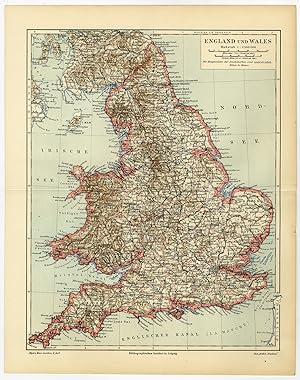 Antique Map-GREAT BRITAIN-ENGLAND-WALES-Meyers-1895