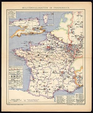 Antique Map-FRANCE-HISTORY-MILITARY-Brockhaus-1893