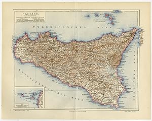 Antique Map-SICILY-ITALY-EUROPE-Meyers-1895