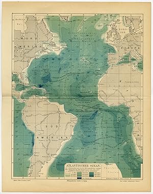 Antique Map-ATLANTIC OCEAN-DEPTH CHART-Meyers-1902