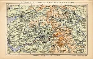 Antique Map-MANCHESTER-LEEDS-INDUSTRY-Meyers-1895