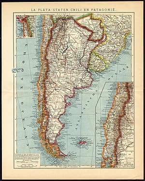 Antique Map-SOUTH AMERICA-ARGENTINA-CHILE-Oosthoek-1916