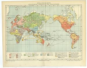 Antique Map-LANGUAGE-WORLD MAP-Meyers-1902