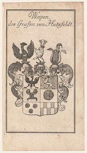 Bild des Verkufers fr Wapen der Grafen von Hatzfeldt. Kupferstich-Wappen. zum Verkauf von Antiquariat Dennis R. Plummer