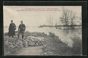 Ansichtskarte Vallée de Saint-Julien, Hochwasser / Inondations 1910, Deichbruch