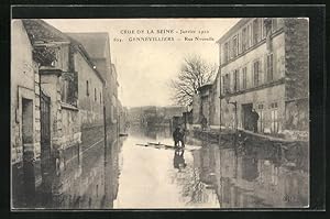 Ansichtskarte Gennevilliers, Hochwasser / Inondations 1910, Rue Nouvelle