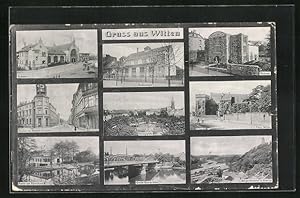 Ansichtskarte Witten, Bahnhof, Bootshaus, Museum, Bergerdenkmal, Grosse Ruhrbrücke, Haus Witten, ...