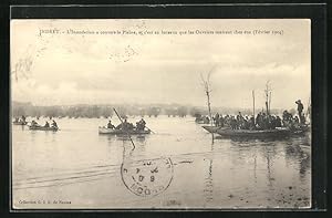 Ansichtskarte Indret, Hochwasser / Inondations 1904, Überschwemmte Flussauen