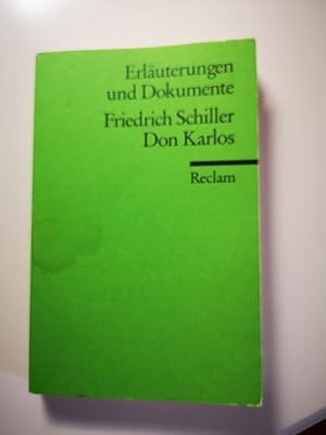 Bild des Verkufers fr Friedrich Schiller, Don Carlos. von Karl Prnbacher / Reclams Universal-Bibliothek ; Nr. 8120 : Erluterungen und Dokumente zum Verkauf von Antiquariat-Fischer - Preise inkl. MWST