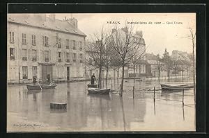 Ansichtskarte Meaux, Hochwasser / Inondation 1920, Quai Thiers