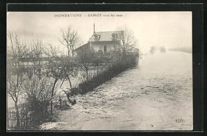 Ansichtskarte Samoy, Hochwasser / Inondations, Haus mit überflutetem Garten