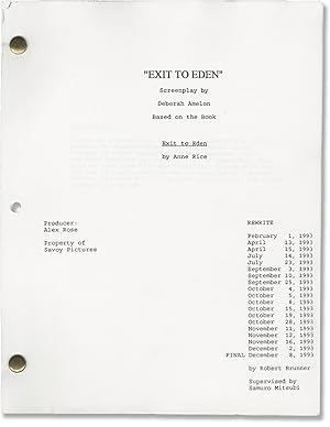 Bild des Verkufers fr Exit to Eden (Original screenplay for the 1994 film) zum Verkauf von Royal Books, Inc., ABAA